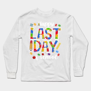 Last Day of School Autism Awareness Gift For Kids Boys Girls Long Sleeve T-Shirt